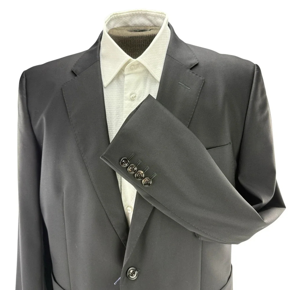 Hardy Aimes Black Wool 2 Button‎ Double Vent Blazer Jacket 46R Heddon Fit NWT
